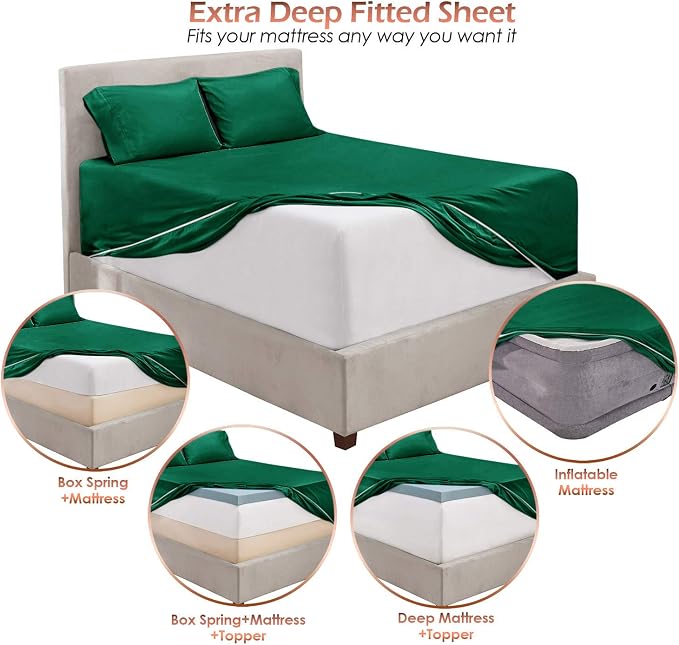 Hearth & Harbor Bed Sheets, Luxury Soft 6 Piece Bed Sheet Set Extra Deep Pocket - Image 3