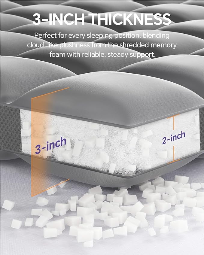 ChiXpace Dual Layer 5 Inch Memory Foam Mattress Topper Full - Image 2