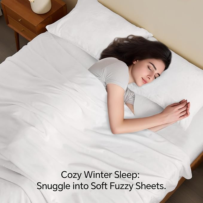 BEDELITE Flannel Sheets Queen Size Bright White - Image 3