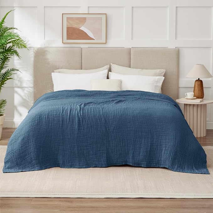 100% Cotton Muslin Blanket California King 120" x 90", 6 Layers Breathable and - Image 5