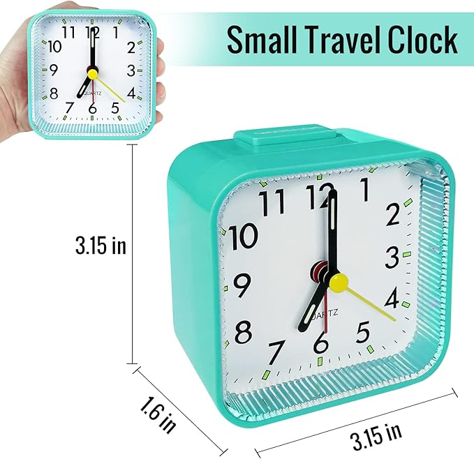 Lamisola Small Battery Operated Analog Alarm Clock, Travel Clock, Quieter - Image 2