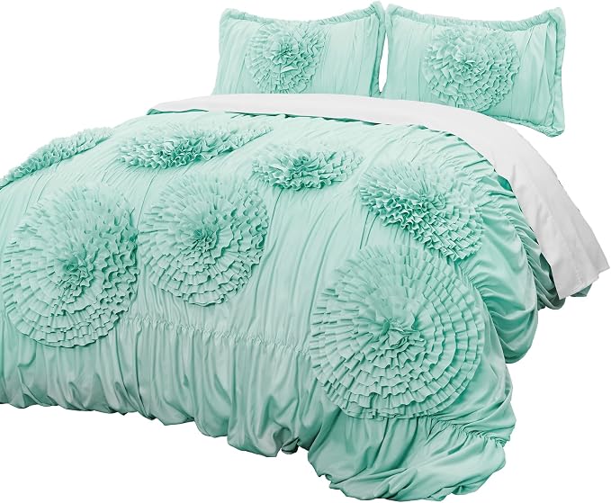 Lush Decor Serena Comforter Set, 3 Piece Set, Full/ Queen, Aqua - Image 7