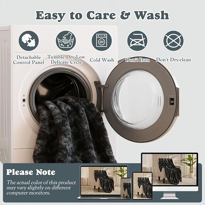 SNUGSUN Heated Throw Blanket Faux Fur & Sherpa, Safe Electric Blanket ETL & FCC - Image 6