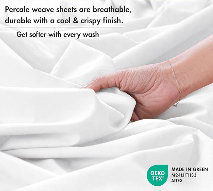 RUVANTI 100% Cotton Sheets – Full Size Percale Bedding, Cooling & Breathable - Image 4