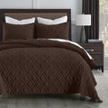 HORIMOTE HOME Quilt Set Queen Size Chocolate, Classic Geometric Diamond by HORIMOTEHOME