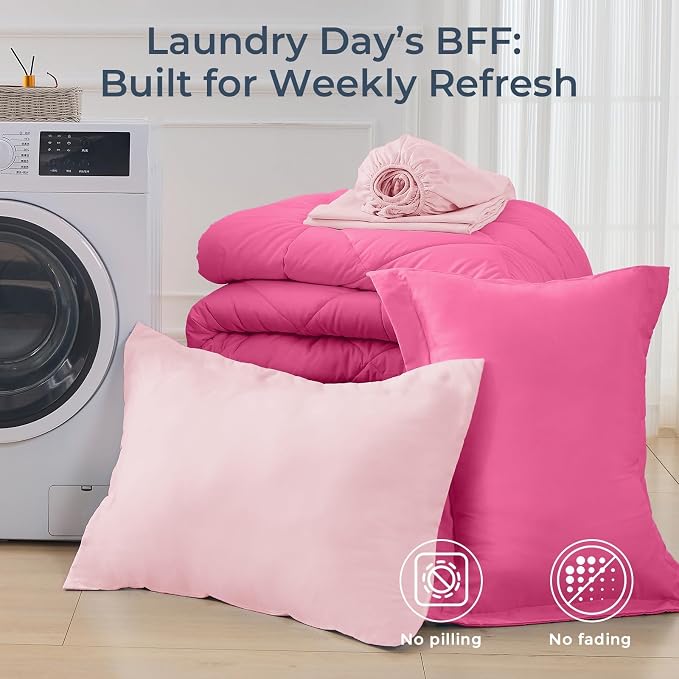 HEVUMYI Hot Pink & Baby Pink Twin-XL Comforter Set - Image 7