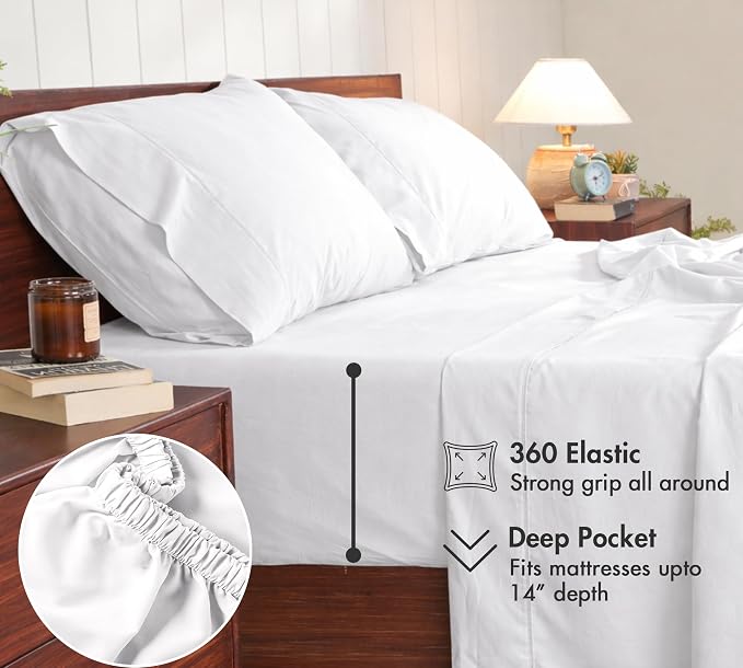 RUVANTI 100% Cotton Sheets – California King Percale Bedding, Cooling & - Image 6