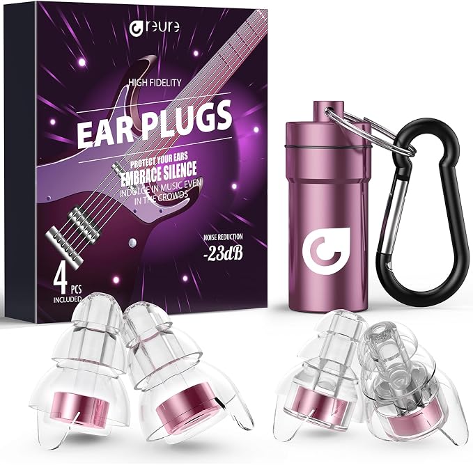 Reure High Fidelity Concert Ear Plugs, Noise Cancelling Silicone Ear Plugs 2 by Reure