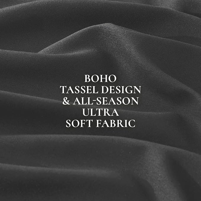 Andency Comforter Set Oversized King Dark Grey 120x120, 3 Pieces Boho Fall - Image 9