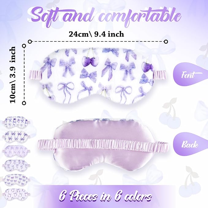 Cuffbow 6 Pack Plush Sleep Mask Set, Cute Plush Eye Masks - Image 2