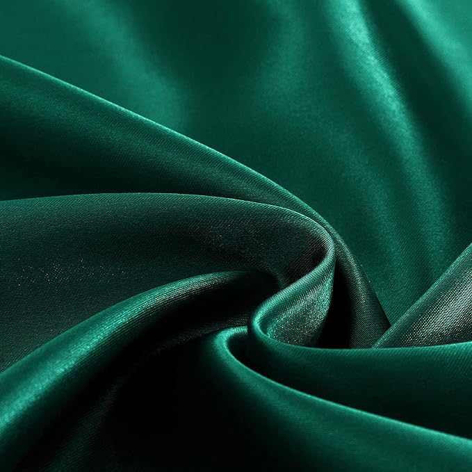 Homiest Blackish Green Satin Fitted Twin Size Bed Sheet, Deep Pocket, Luxury & - Image 4