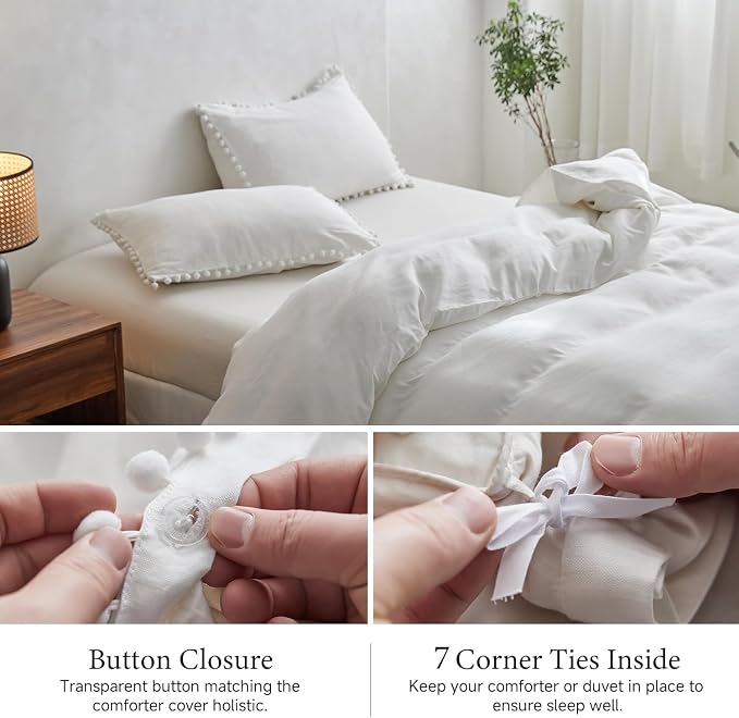 Simple&Opulence French Linen Blended Duvet Cover King, Flax Viscose Derived - Image 7