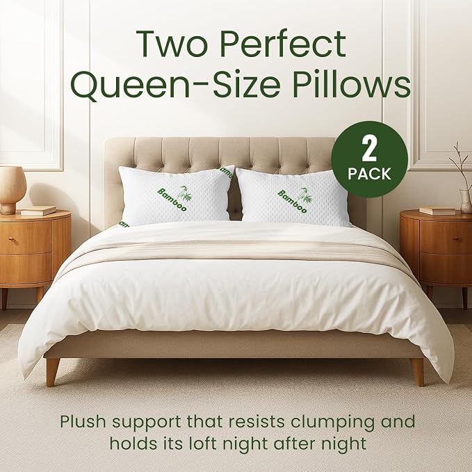 Memory Foam Pillows Queen Size Set of 2 - Image 9