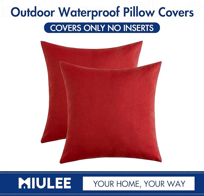 MIULEE Pack of 2 Decorative Outdoor Solid Waterproof Throw Pillow Covers Euro - Image 6