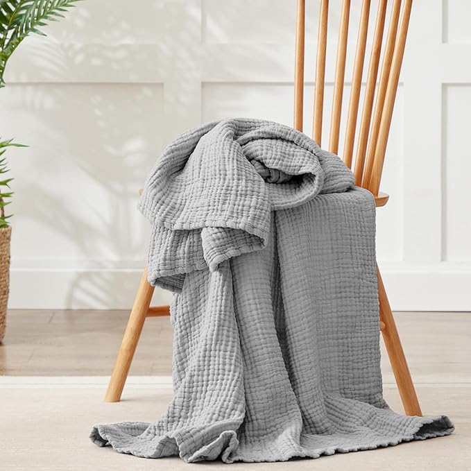100% Cotton Muslin Blanket King 108" x 90", Breathable and Lightweight Cotton - Image 7