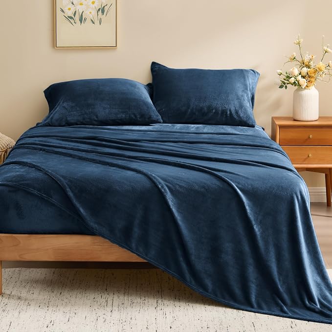 BEDELITE Flannel Sheets Full Size Navy - Image 2
