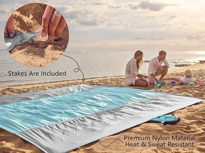 WEKAPO Beach Blanket Sandproof Waterproof, Extra Large Beach Mat, Oversized & - Image 6