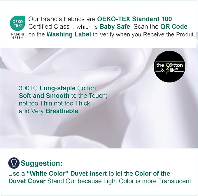 THE COTTON & SILK® 100% Luxury Long-Staple Cotton Duvet Cover - Image 7
