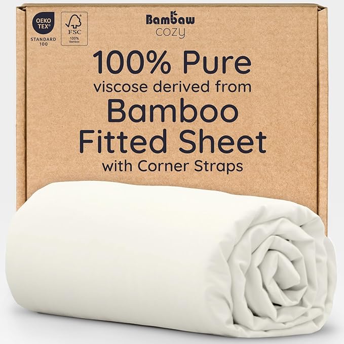 Bambaw 100% Viscose Derived from Bamboo Full Fitted Sheet Size, 15’’ Deep by Bambaw