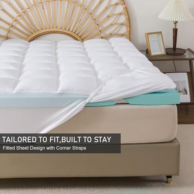 Memory Foam Mattress Topper 2inch+2inch Queen Size, Pressure-Relieving Bed - Image 6