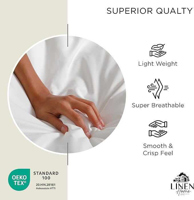 Linen Home 100% Cotton Percale Weave Fitted Sheet, King Size, 1 Deep Pocket - Image 5