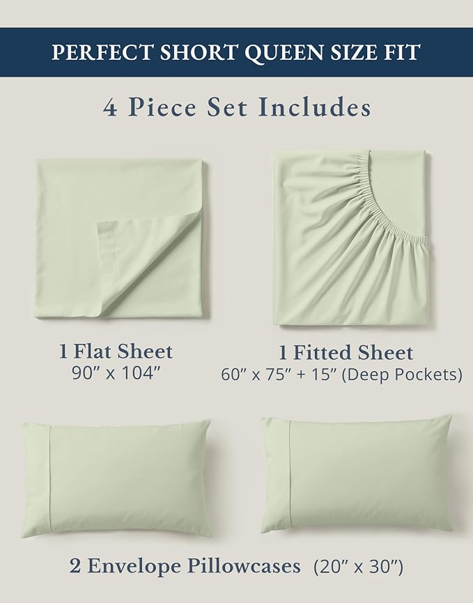 LANE LINEN 100% Organic Cotton Queen Sheet Set, Soft & Breathable Percale Weave - Image 4