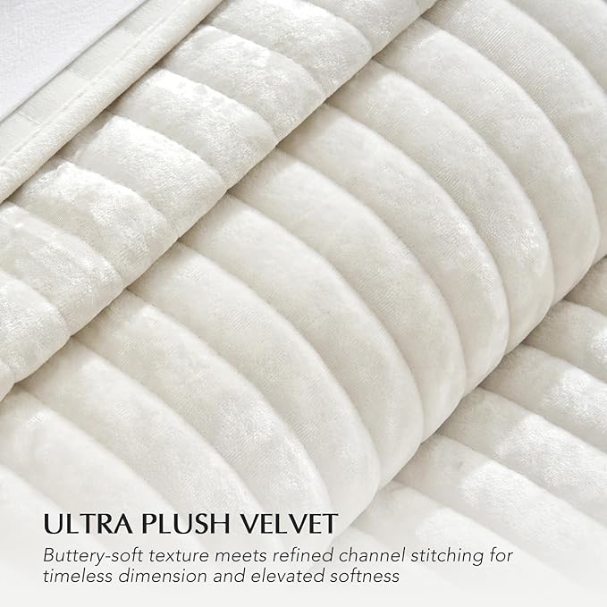 EVERGRACE Velvet Quilt Set California King 118'' x 106'', Luxurious Soft - Image 5
