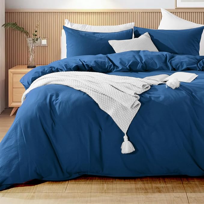 NEXHOME PRO Duvet Cover Set 100% Washed Cotton Oversized King 120"x98" Linen by NEXHOMEPRO
