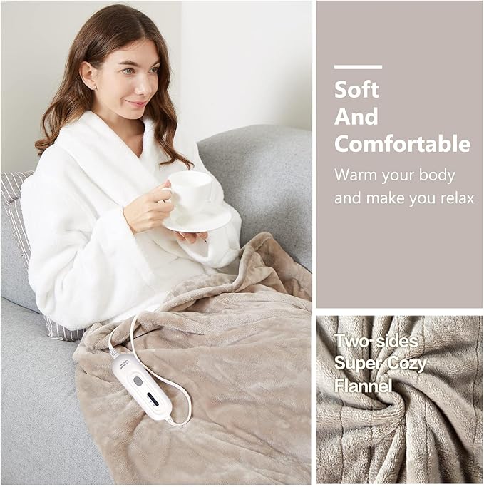 Tefici Heated Blanket Throw 50"x60", Ultra Soft 2-Layer Flannel Electric Blanket - Image 6