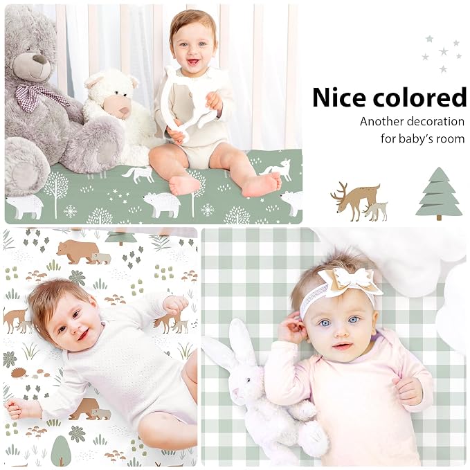 Baby Mini Crib Sheets Boy, Portable 38”x26” Pack and Play Sheets Fitted - Image 9
