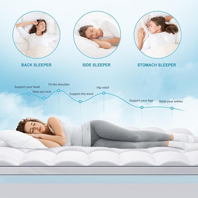 MASVIS King Size Dual Layer 4 Inch Memory Foam Mattress Topper, 2 Inch Gel - Image 3