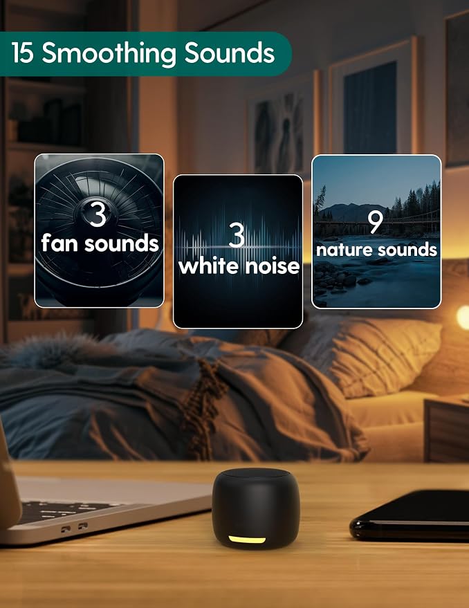 Babelio White Noise Sound Machine, Night Light, Mini and Portable, 15 - Image 3