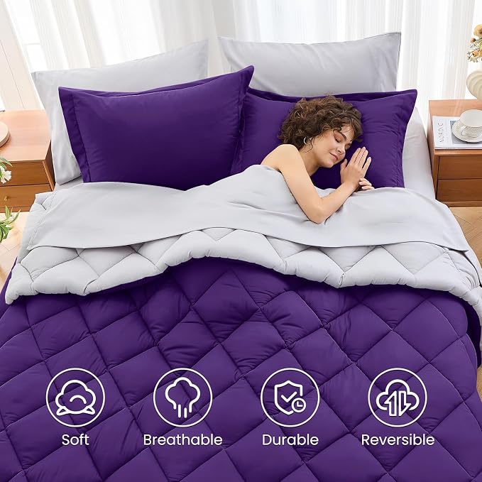 MUXHOMO 7 Pieces Full Comforter Set, Reversible Bed in a Bag Full Size - Image 6