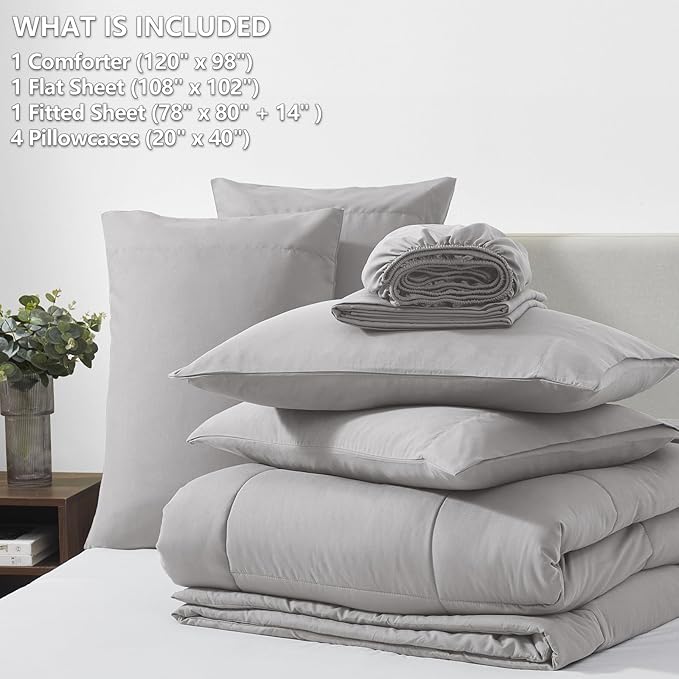 CozyLux Oversized King Comforter Sets French Grey, 7 Pieces Bed in a Bag - Image 6