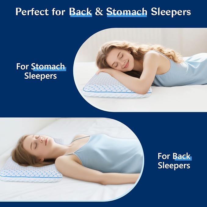 Flat Pillow for Stomach and Back Sleepers, Ultra Thin Pillow for Sleeping - Image 7