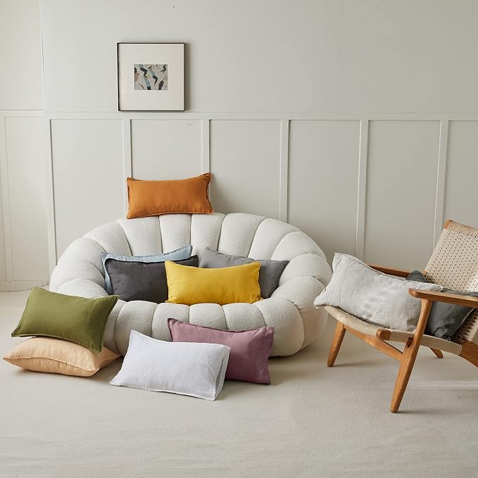 Simple&Opulence 100% Linen Lumbar Pillow Cover 12 x 20 Inches Set of 2 - Image 6