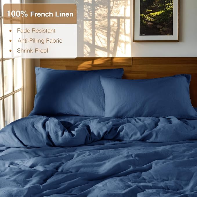 SONORO KATE 100% French Linen Duvet Cover King Size, Soft Breathable - Image 2