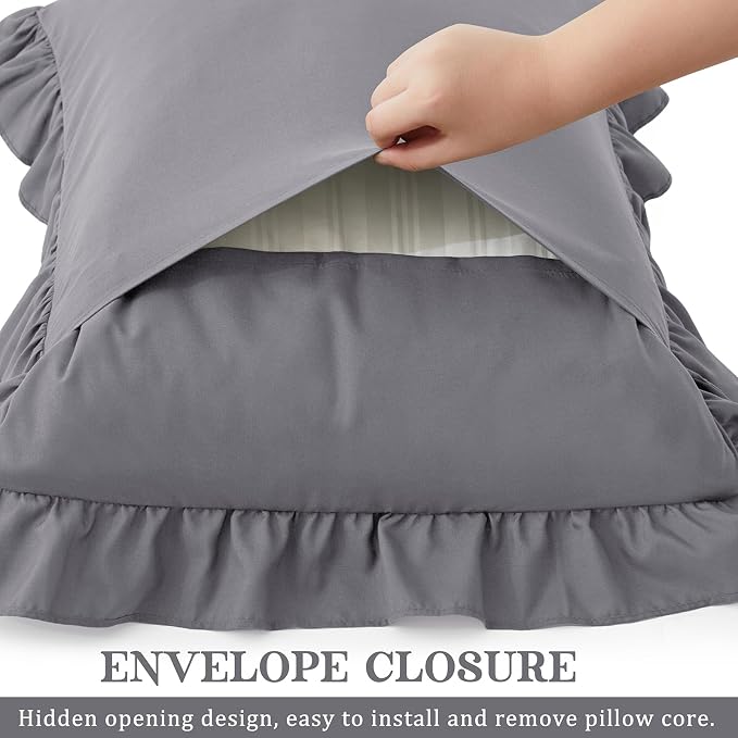 KKJIAF Ruffle Pillow Cases Queen Size Set of 2, Ruffled Pillow Covers - Image 5