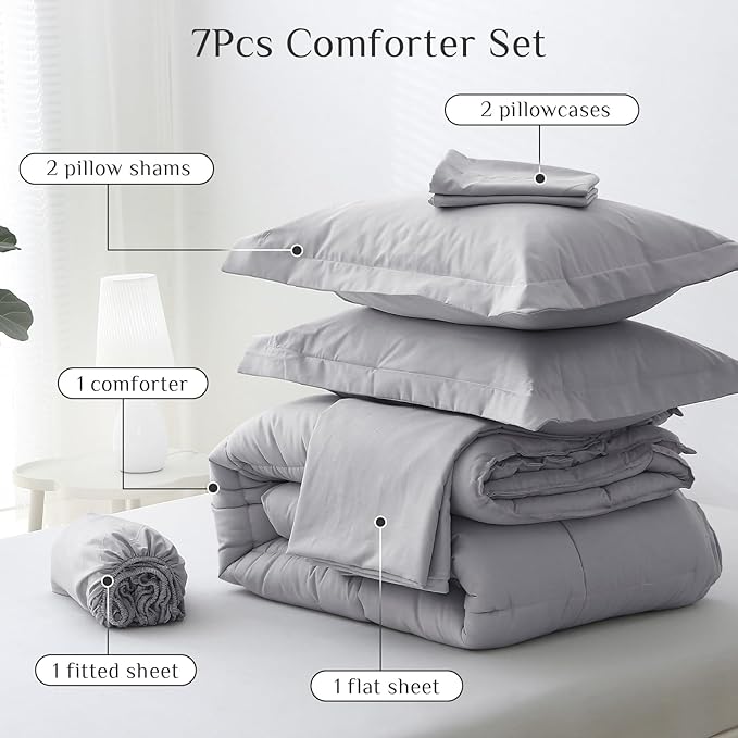 JOLLYVOGUE California King Comforter Set, Ultra-Soft Bed in a Bag Cal King Size - Image 5
