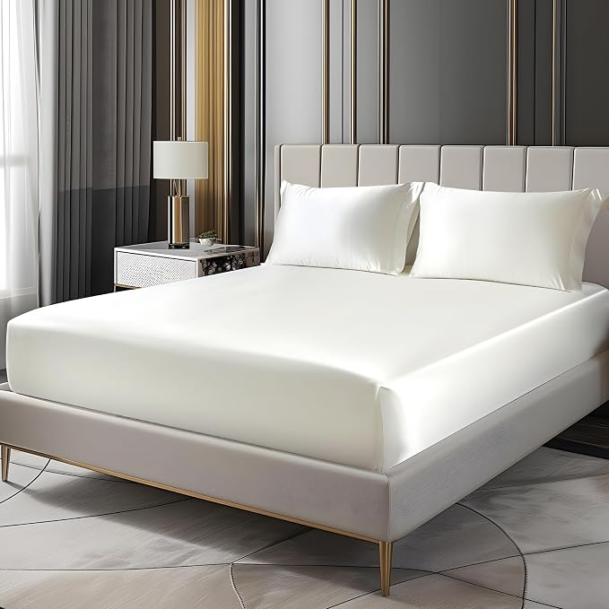 BEDELITE Satin Fitted Sheet and Pillowcases Set, Luxury Soft Similar to Silk by BEDELITE