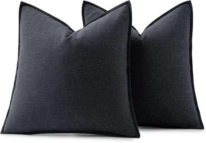 MIULEE Decorative Linen Euro Sham Pillow Covers 22x22 Inch Dark Gray Boho - Image 6