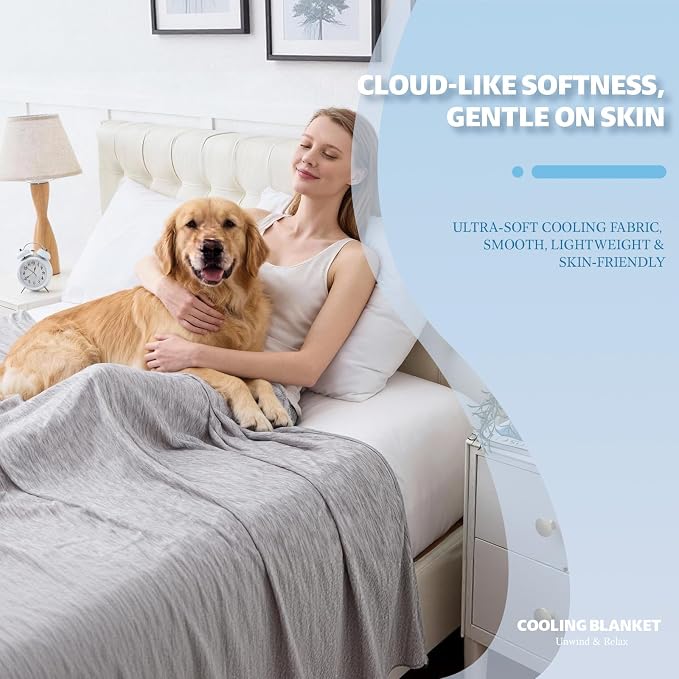 Cooling Blanket Queen Size, Cold Blanket Thin Lightweight Breathable Soft - Image 4