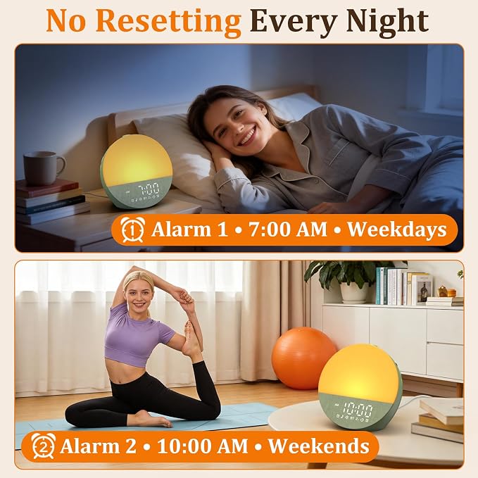 Gentle Wake-Up Sunrise Alarm Clock: 10-60 Min Gradual Light, 20-Level - Image 6