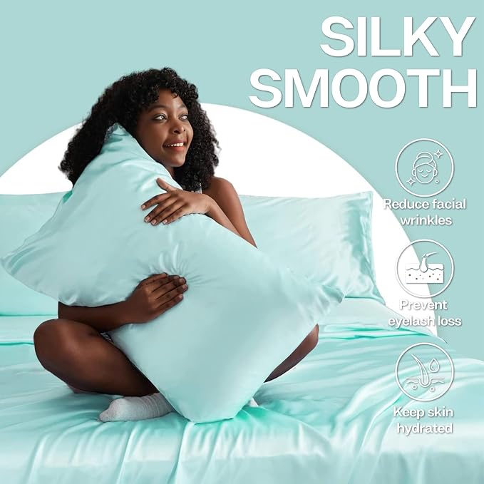 MR&HM Satin Pillowcase for Hair and Skin, Silk Satin Pillowcase 2 Pack - Image 4