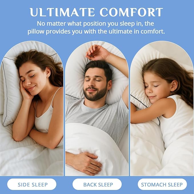 JOLLYVOGUE King Size Pillows Set of 2, Hotel Collection Bed Pillows - Image 7