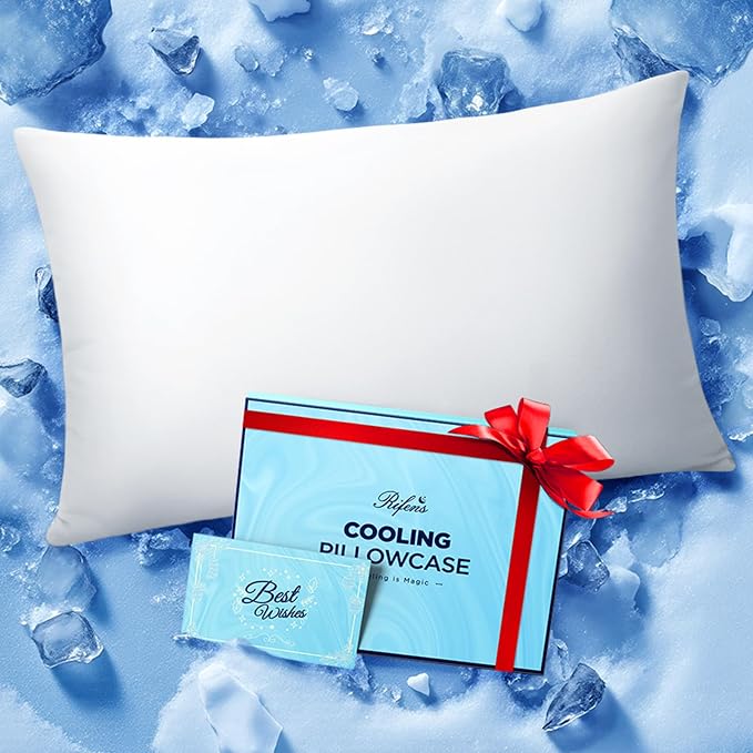 Ice Cooling Pillowcase for Hot Sleepers, Instantly Cool, Stays Cold All Night by Rifens