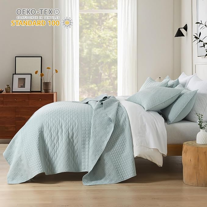 HORIMOTE HOME Sprout Green Queen Size Quilt Set - Image 2
