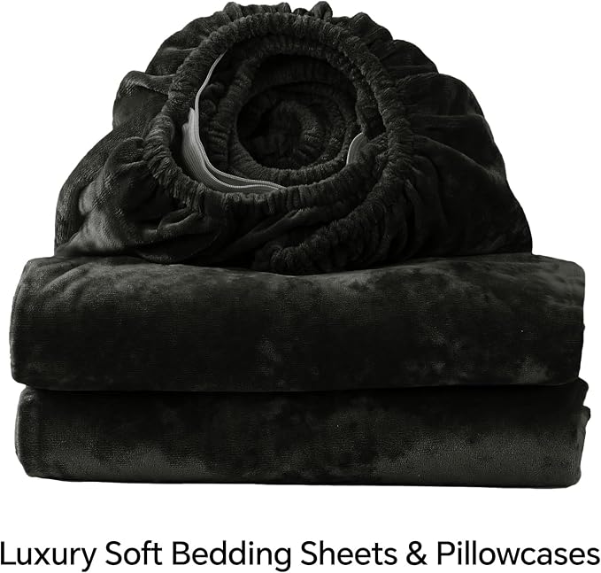 BEDELITE Velvet Fitted Sheet and Pillowcase Set, Luxury Soft Fuzzy Bottom Sheet - Image 8