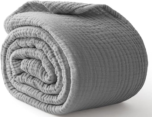 100% Cotton Muslin Blanket Twin XL 66" x 90", Breathable and Cooling Bed by Kozyhvn
