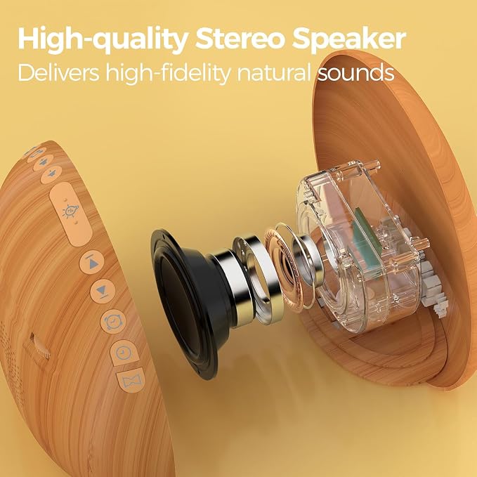 REACHER Natural Wood Grain Sound Machine Sunrise Alarm Clock，26 Nature Inspired - Image 4